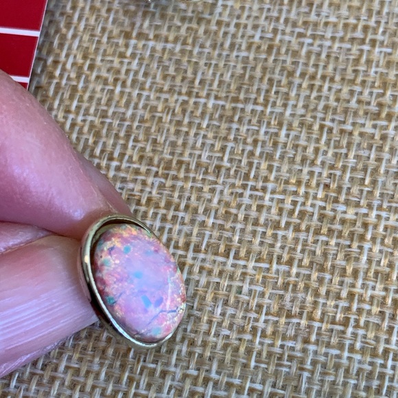 Vintage 1960’s Longcraft faux opal and dragon’s breath screw back earrings - Picture 5 of 8